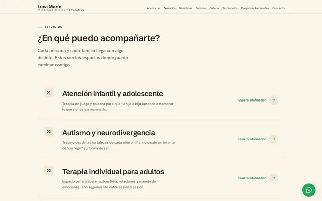 Demo de sitio web para un consultorio de psicología